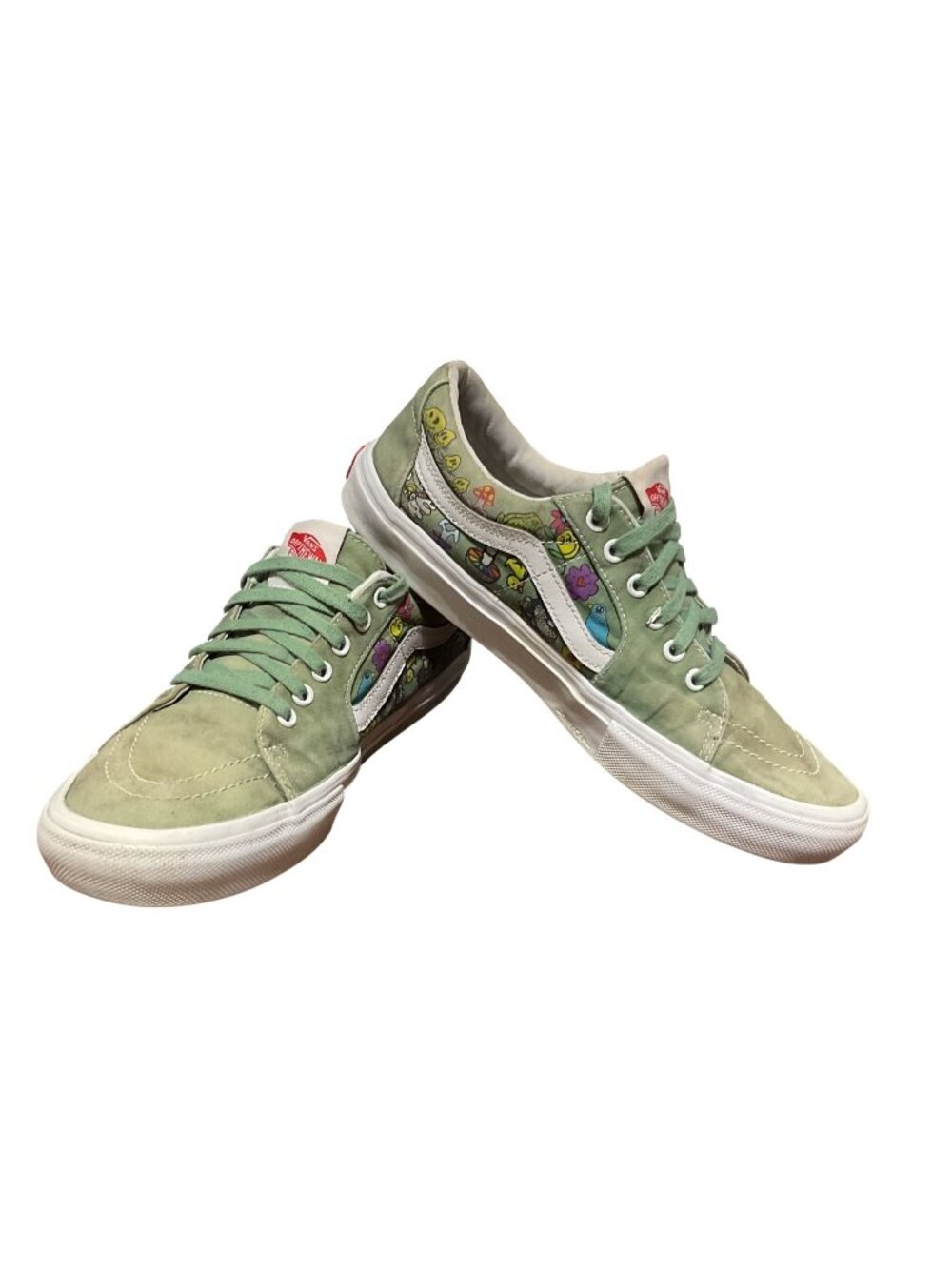 Vans Sk8-Low Twisted Positivity Green Sz 11.5 Sneakers Mushrooms Suede Canvas